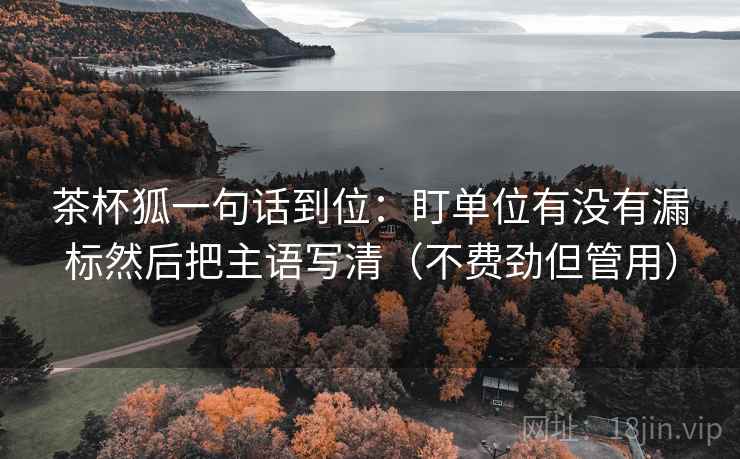 茶杯狐一句话到位：盯单位有没有漏标然后把主语写清（不费劲但管用）
