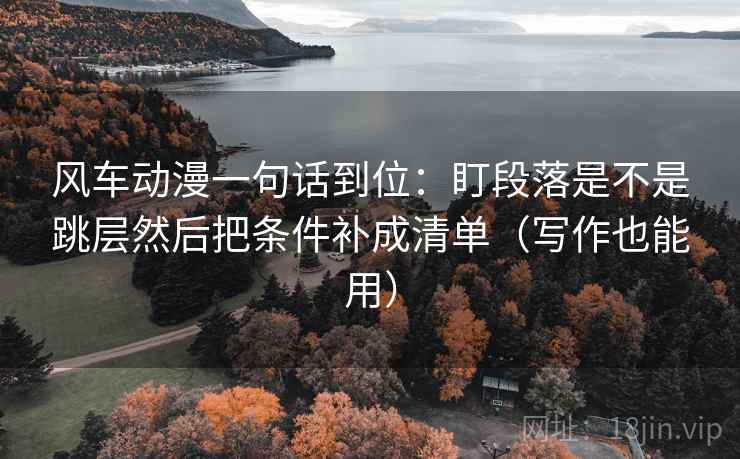 风车动漫一句话到位：盯段落是不是跳层然后把条件补成清单（写作也能用）